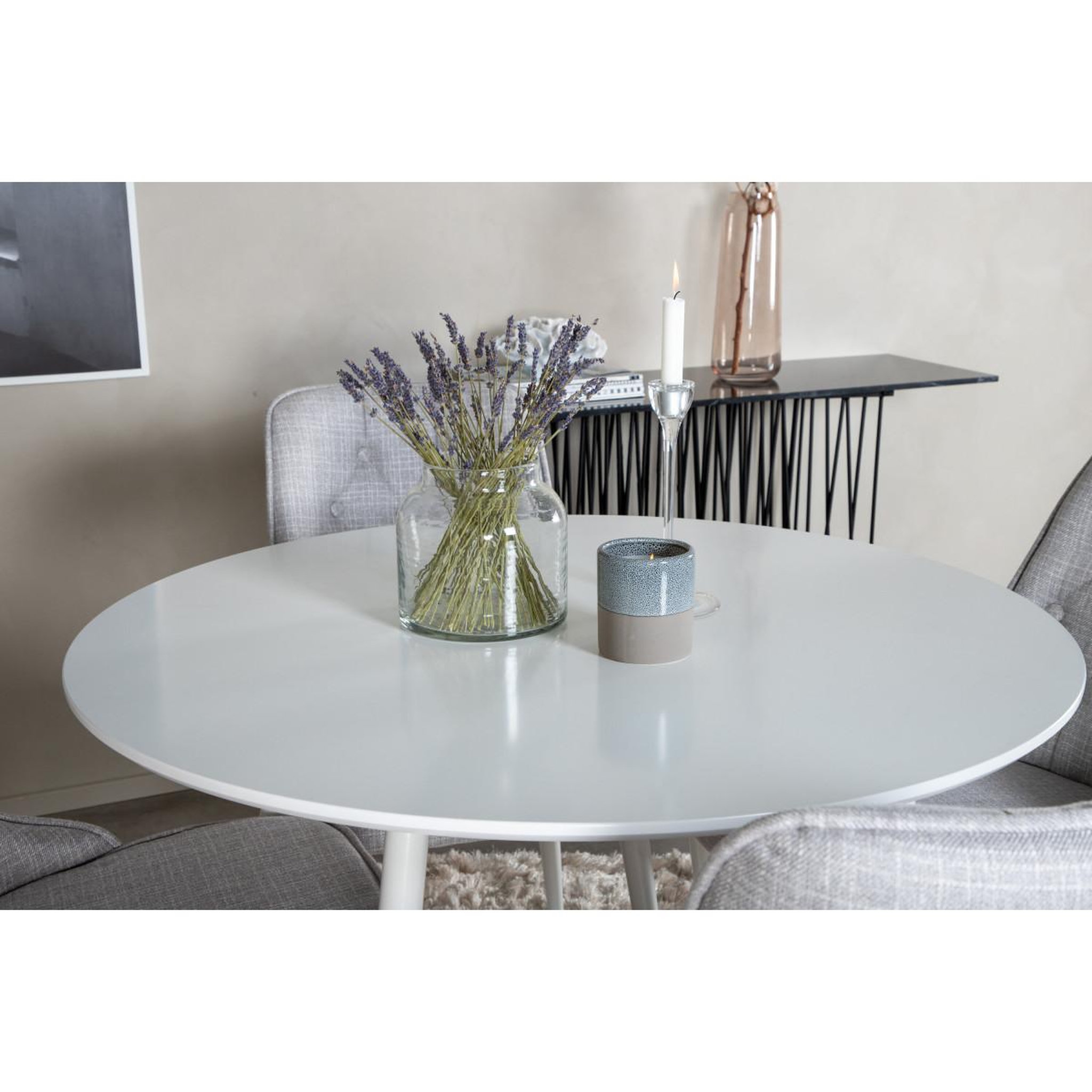 Voir la diapositive 6 : Paris Prix Ensemble table à manger & 4 chaises  plaza & deluxe  100cm blanc & gris