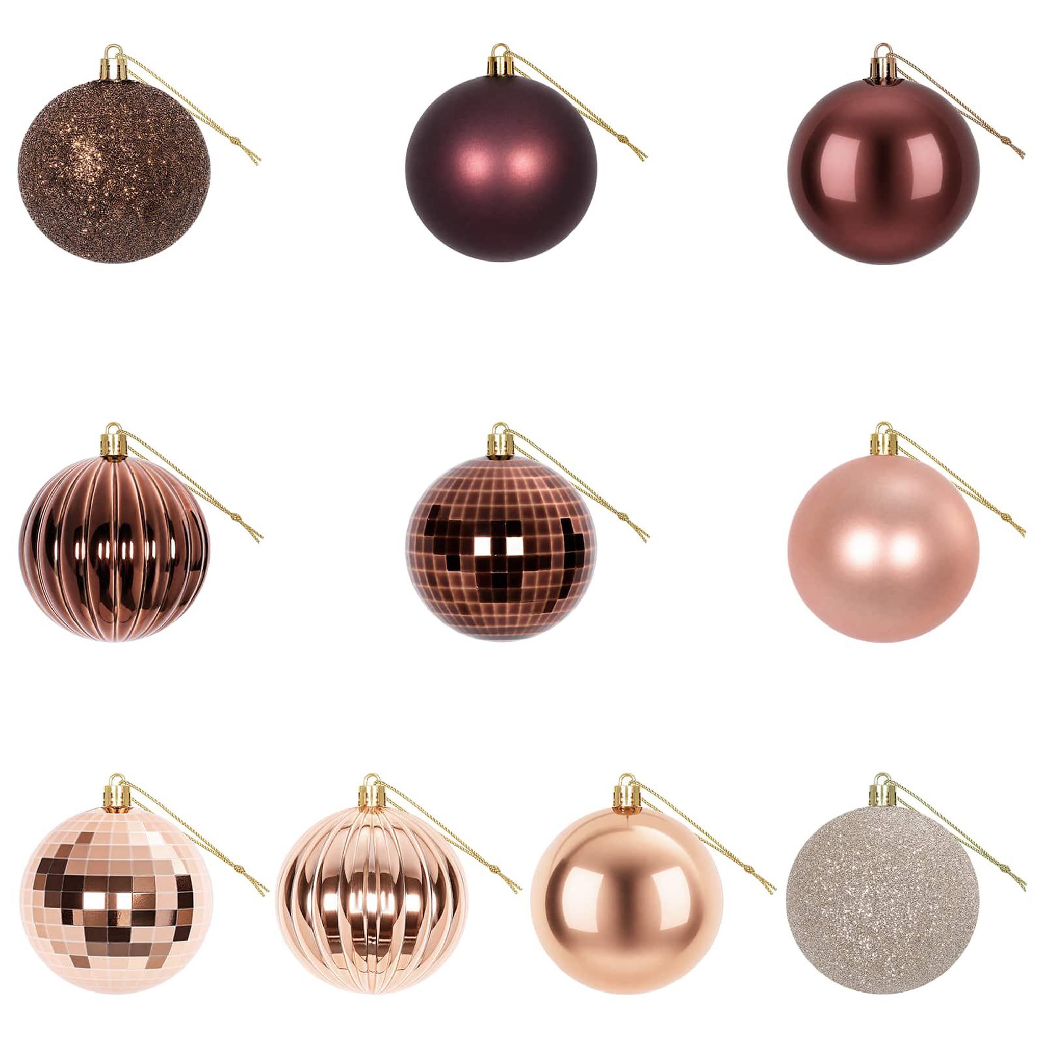 Voir la diapositive 5 : VIDAXL Ensemble de boules de Noël 50 pc Champagne et brun Diam. 8 cm