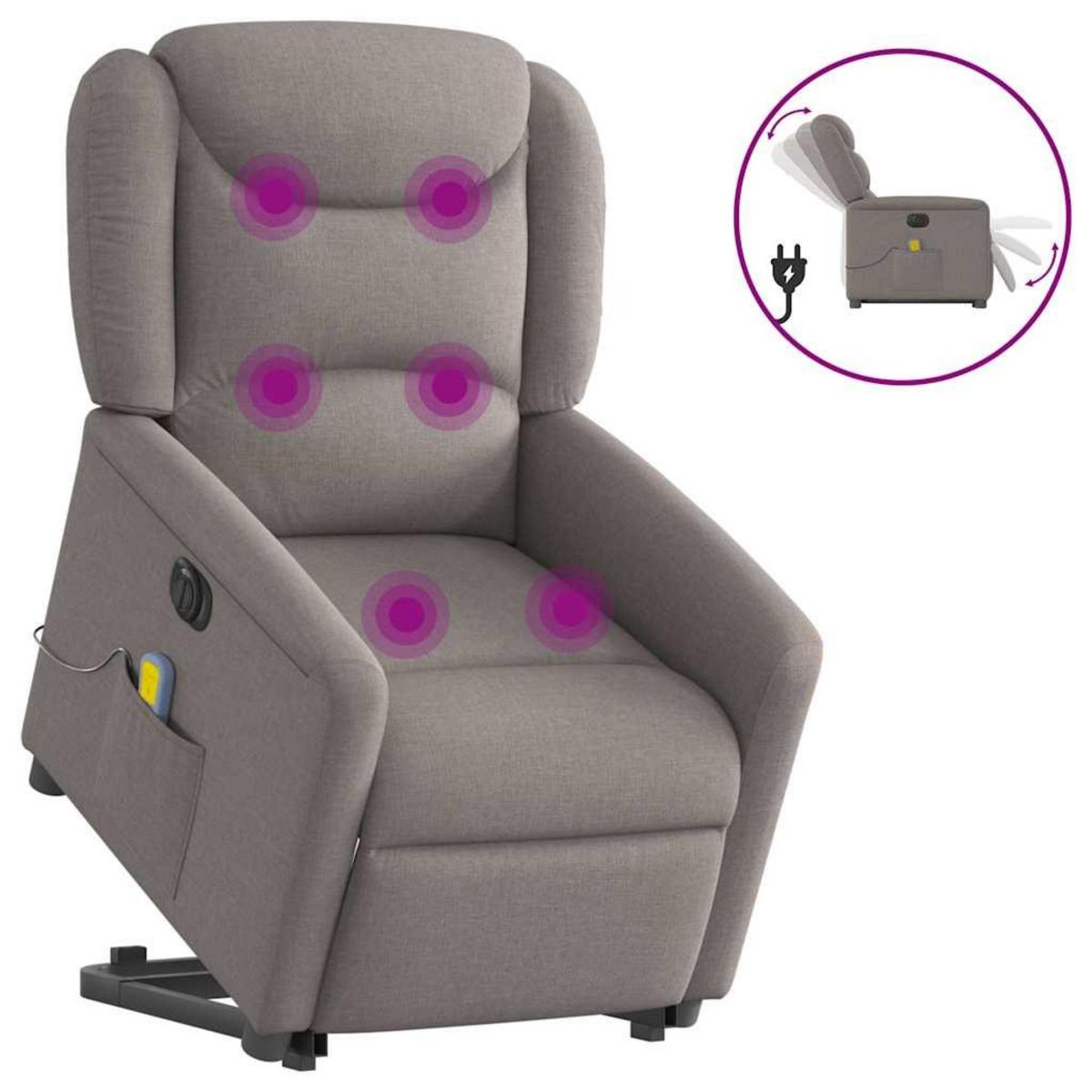VIDAXL Fauteuil inclinable de massage electrique Taupe Tissu