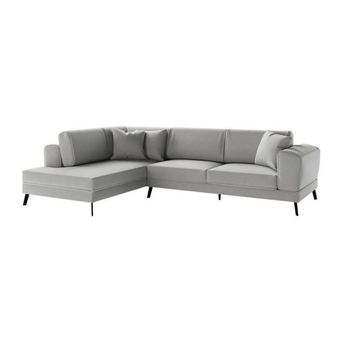 LOUNGITUDE Canapé d'angle gauche convertible IMPERIAL 5 places - Tissu gris clair - 2 coffres de rangement - L304 x P212 x H86 cm