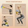 Voir la diapositive 4 : HOMCOM Kettlebell 10 Kg collaboration Aosom.fr x FFHandball - prise ergonomique - PVC gris jaune