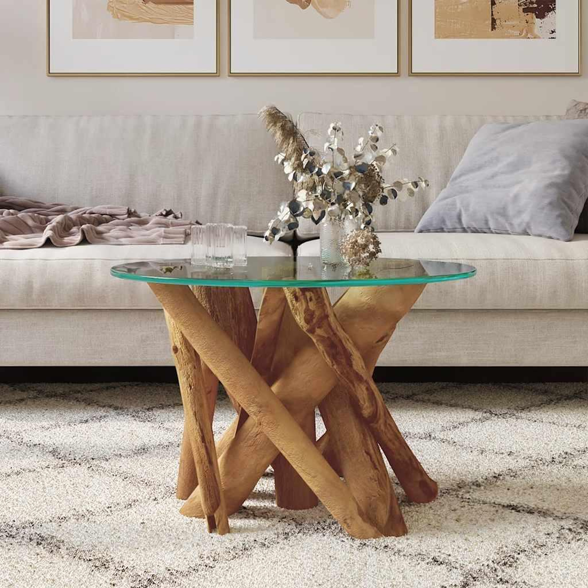 Voir la diapositive 3 : VIDAXL Table basse Bois flottant de teck massif 60 cm