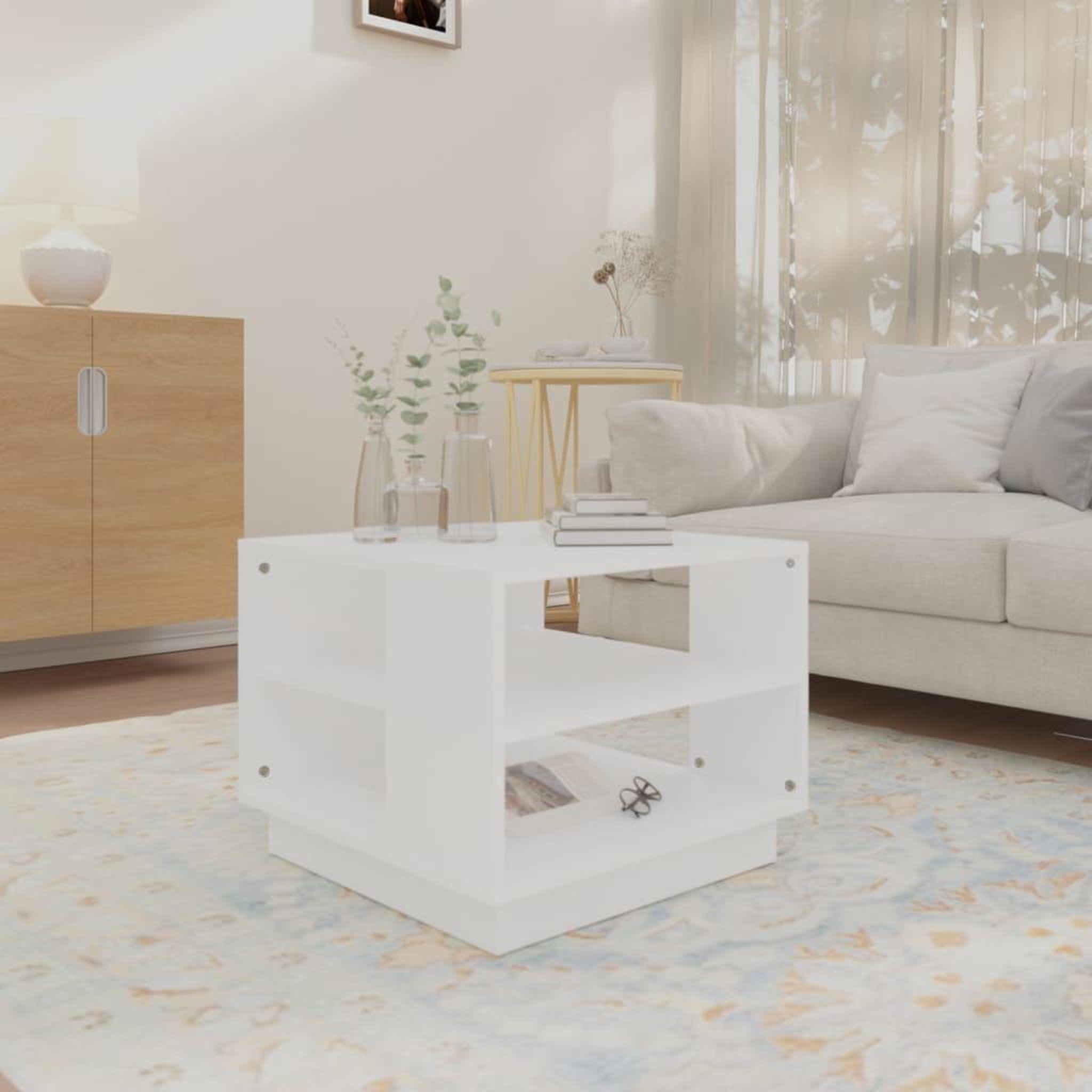 Voir la diapositive 3 : VIDAXL Table basse blanc 55x55x43 cm bois d'ingenierie