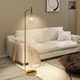 Voir la diapositive 3 : HOMCOM Lampadaire sur pied style rétro H.153 cm piètement mât métal doré abat-jour verre texturé