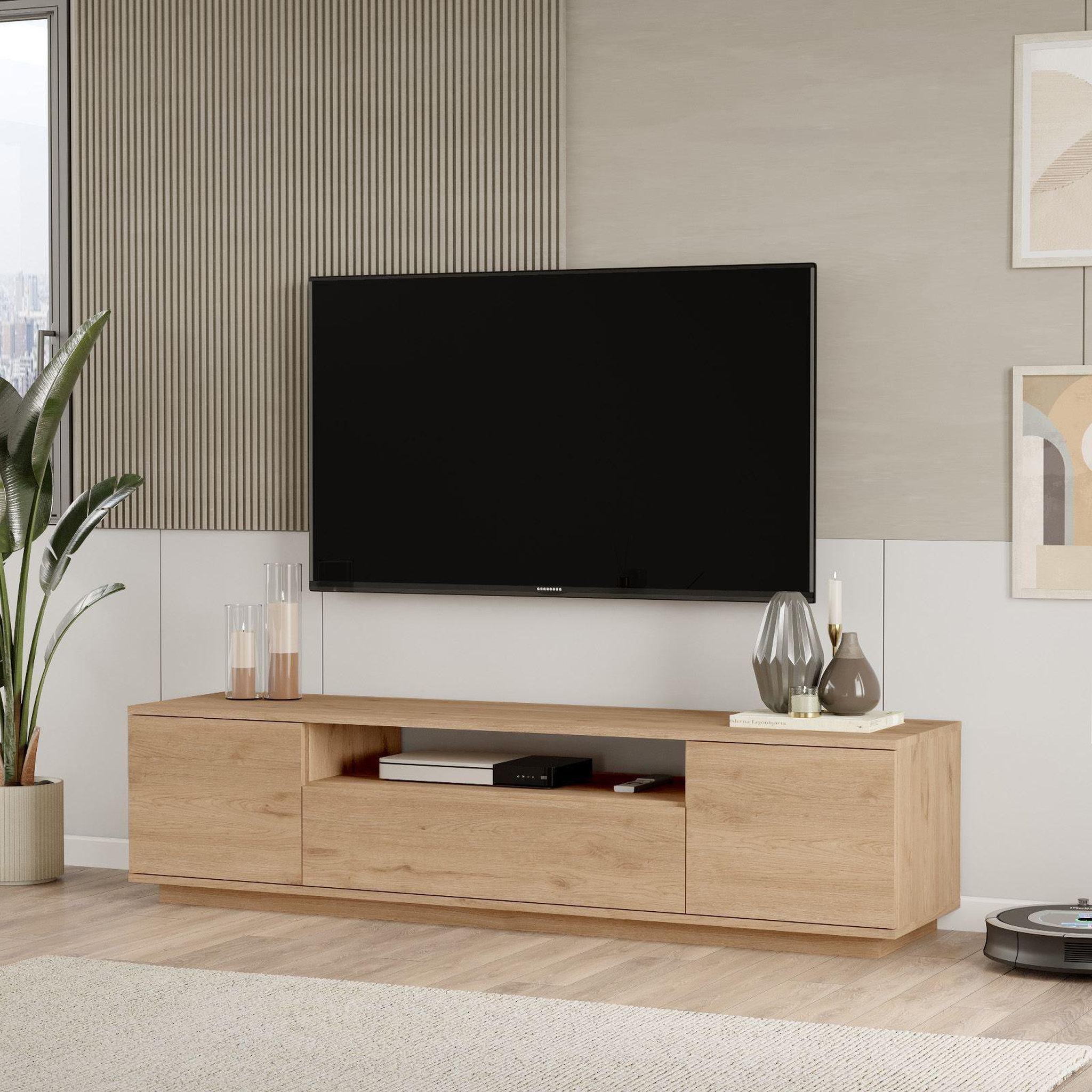 Voir la diapositive 3 : Habitat et Jardin Meuble tv en bois  rowen  - 180 x 44 x 44 cm - marron