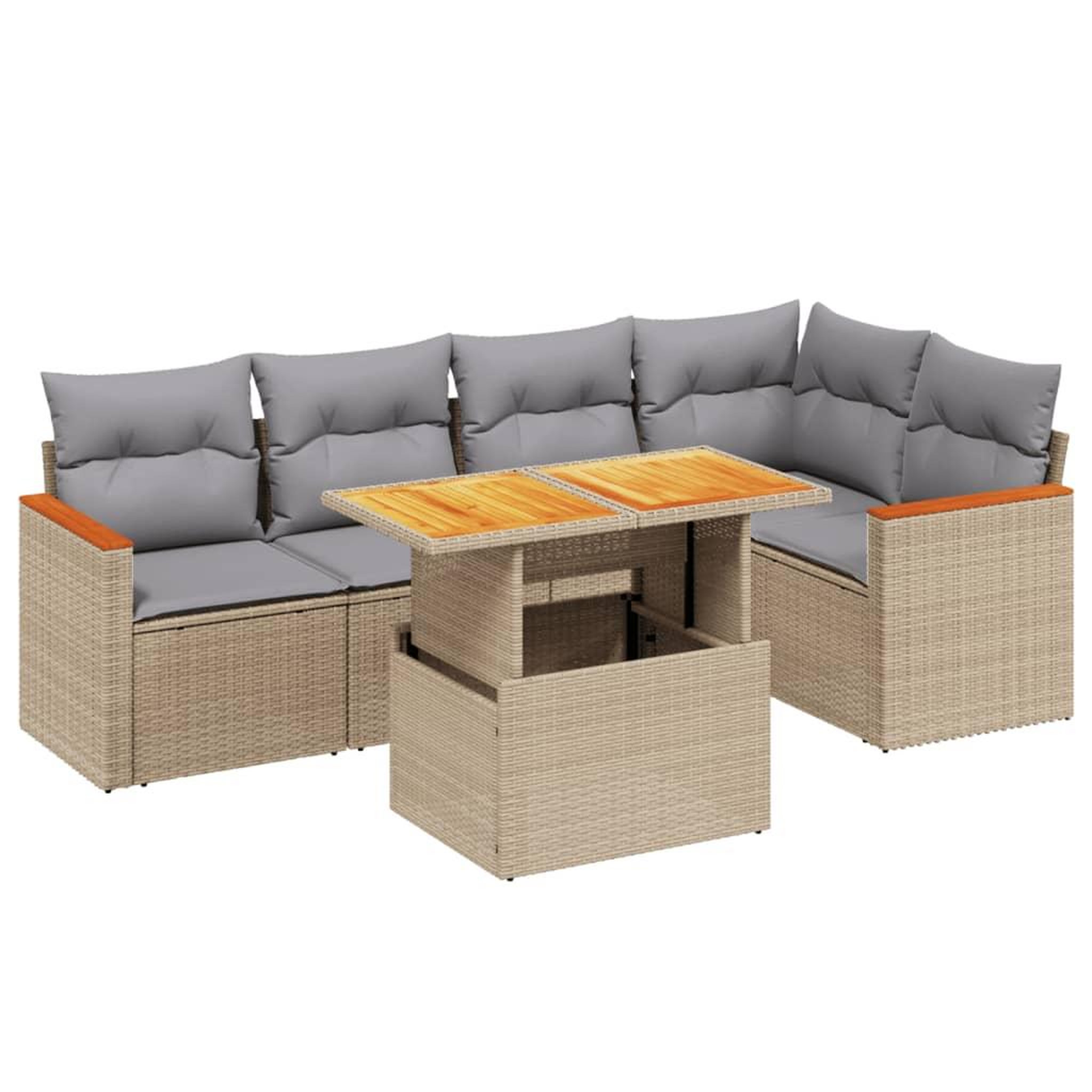 Voir la diapositive 2 : VIDAXL Salon de jardin avec coussins 6 pcs beige resine tressee