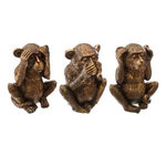 ATMOSPHERA Lot de 3 Statuettes Déco  Singe Sagesse  17cm Or