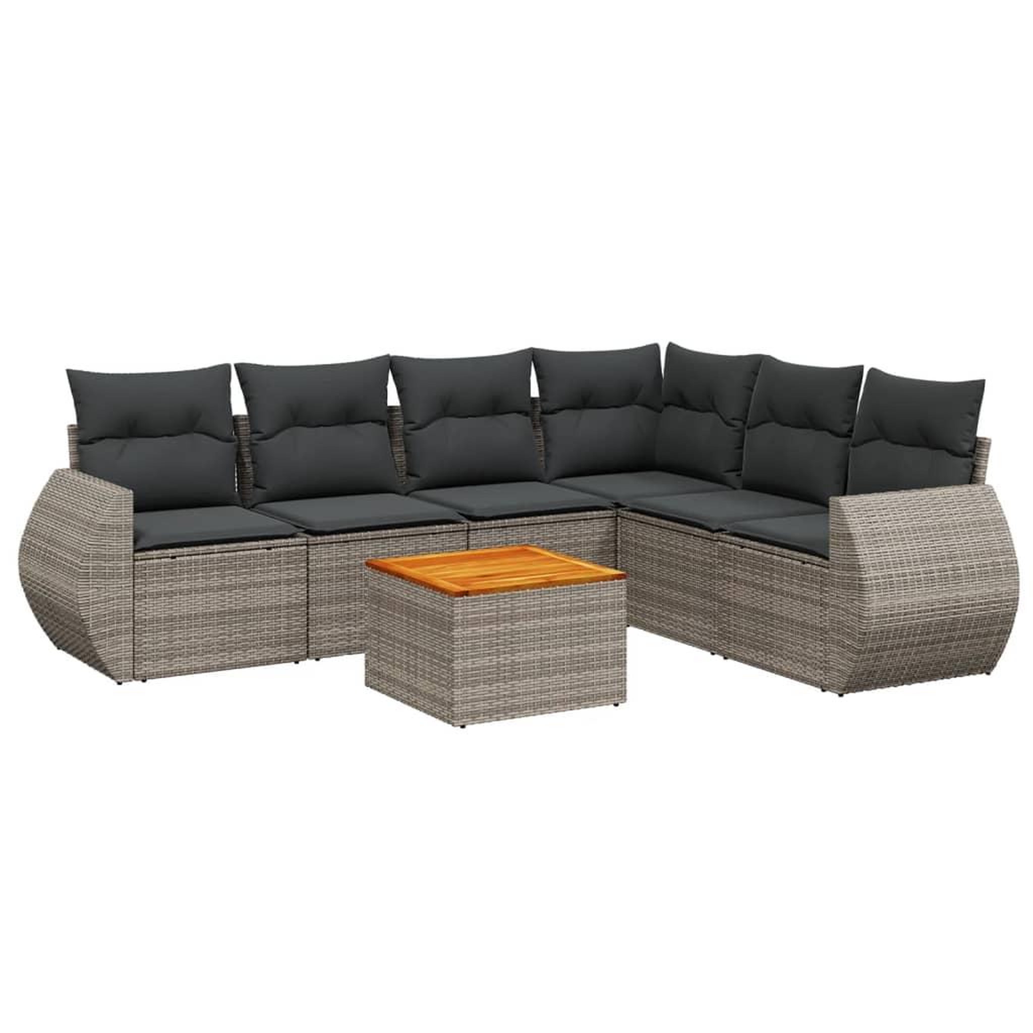 Voir la diapositive 2 : VIDAXL Salon de jardin avec coussins 7 pcs gris resine tressee