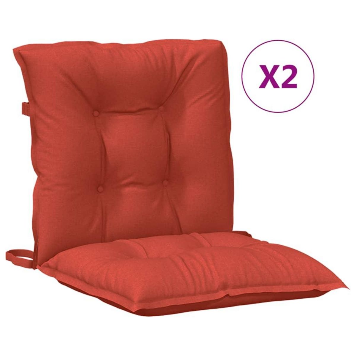 VIDAXL Coussins de chaise a dossier bas lot de 2 rouge melange tissu
