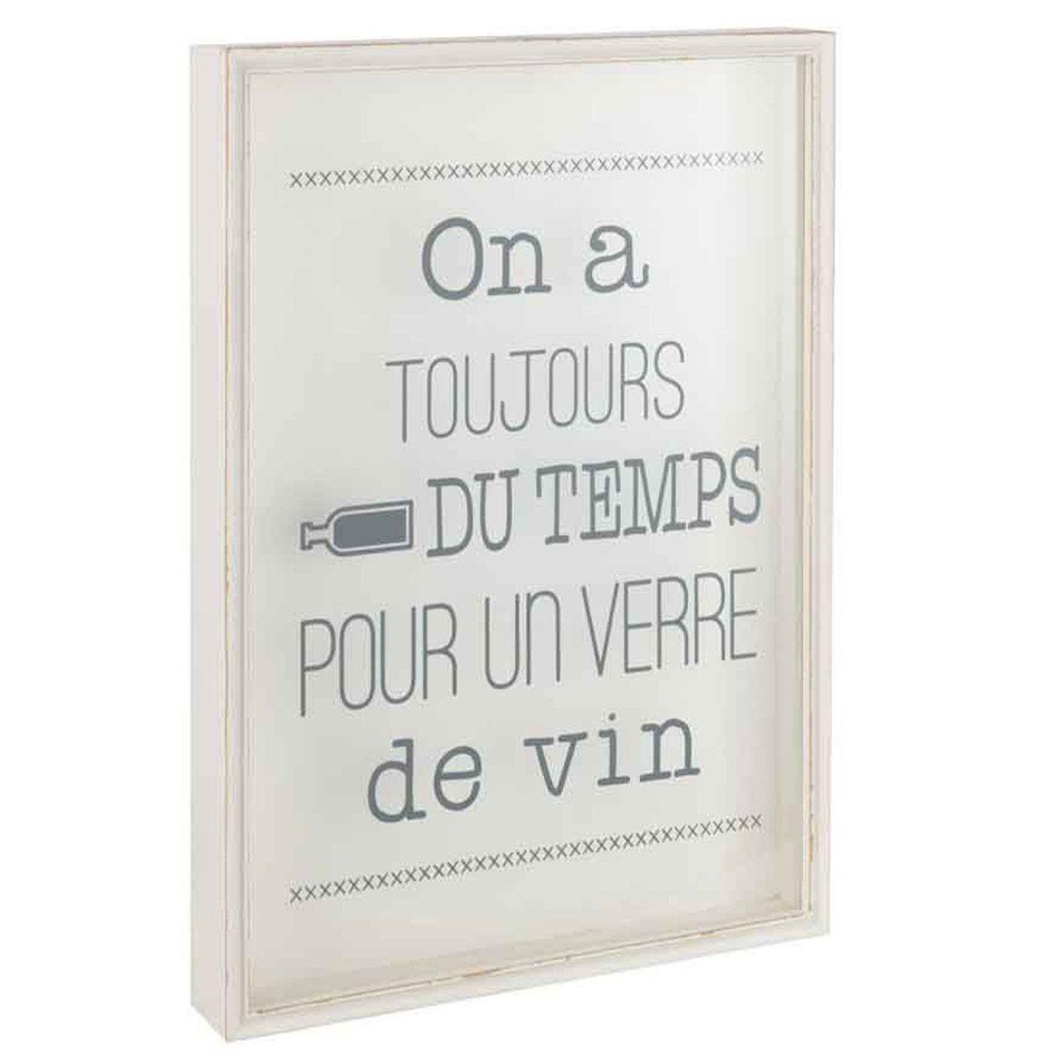 Voir la diapositive 1 : J-LINE Cadre déco en bois  bouchons  65cm beige