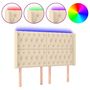 Voir la diapositive 2 : VIDAXL Tete de lit a LED Creme 147x16x118/128 cm Tissu