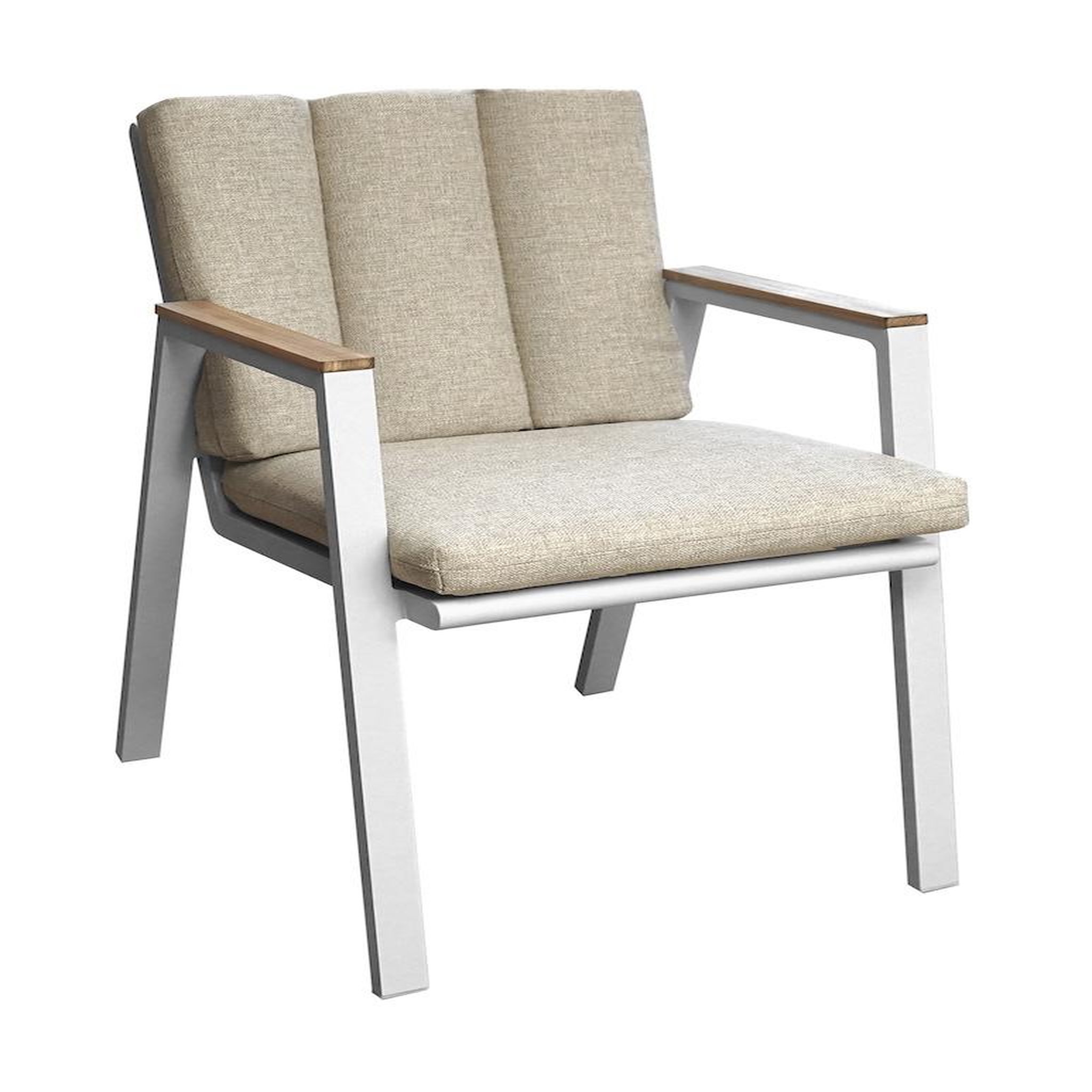 Proloisirs Fauteuil - LEATHER - Crème - Aluminium époxy et accoudoirs teck FSC