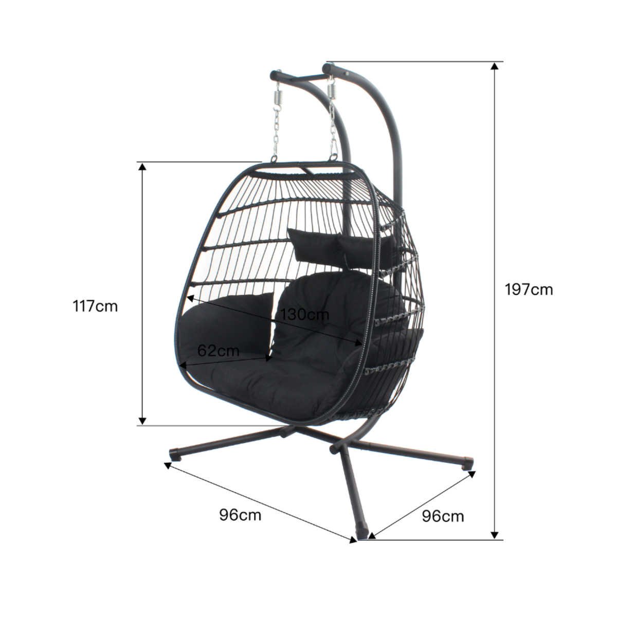 CONCEPT USINE Fauteuil suspendu 2 places noir FARO