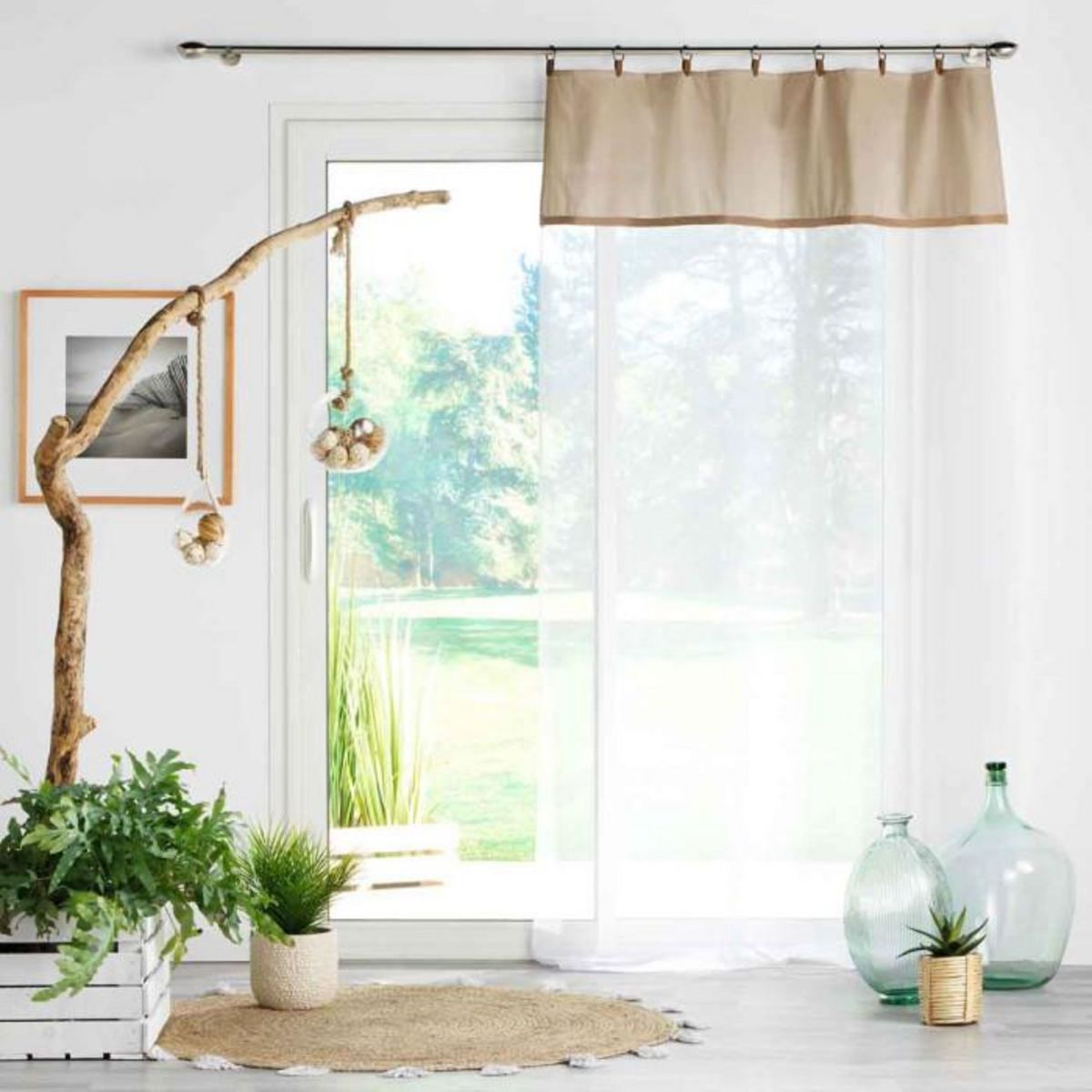 Paris Prix Rideau Voilage à Anneaux  Leana  140x240cm Beige