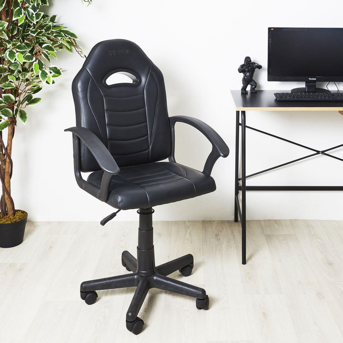 TOILINUX Chaise de bureau Racer à roulettes - Noir