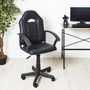 Voir la diapositive 2 : TOILINUX Chaise de bureau Racer à roulettes - Noir