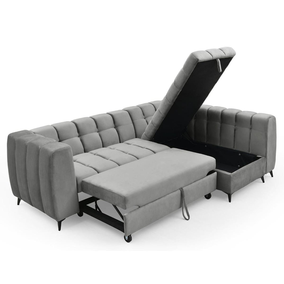 Paris Prix Canapé d'Angle Convertible 5 Places  Casey  247cm Gris