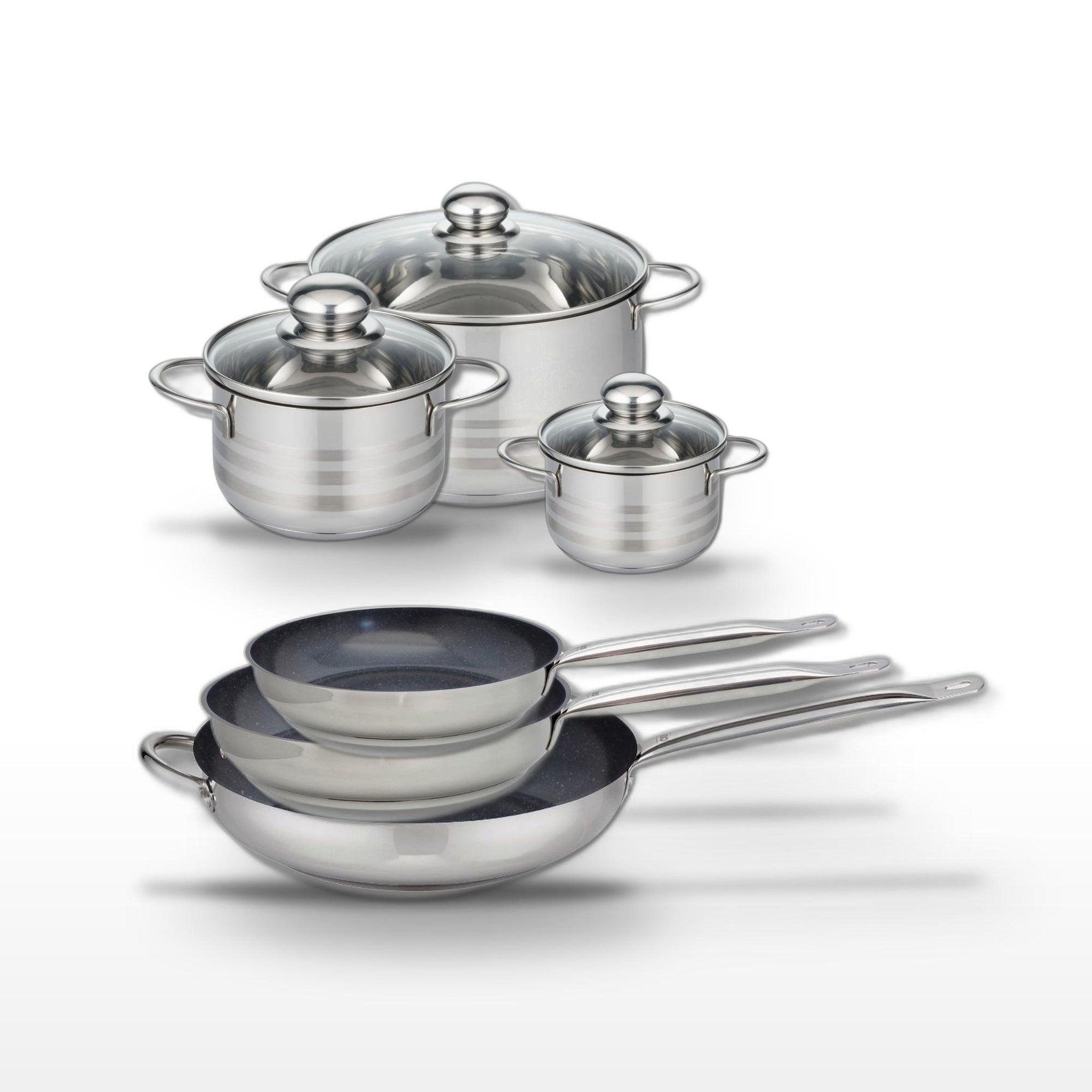 ELO Lot de 3 Poêles 24/28/32cm et 3 Faitouts 12/16/24cm Elo Profi Therm Platinum