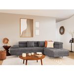 BEST MOBILIER Margaux - canapé d'angle droit 5 places convertible avec coffre et têtières réglables en velours texturé. Coloris disponibles : Beige, Noir, Orange, Gris, Vert