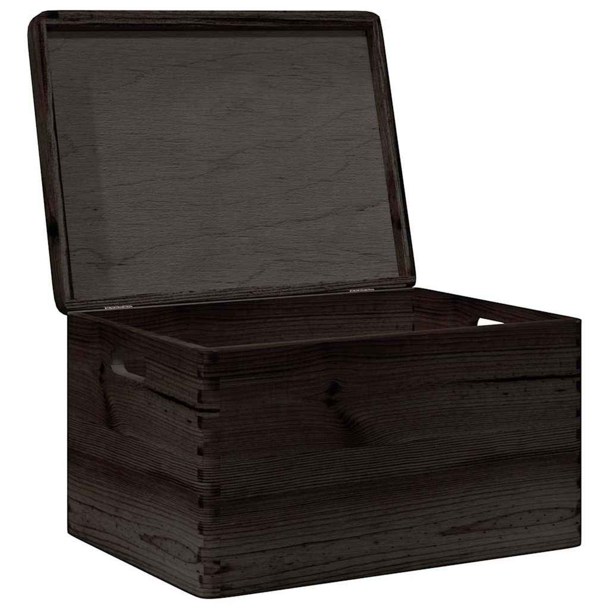 Voir la diapositive 5 : VIDAXL Boîte en bois avec couvercle et poignees noir bois pin massif