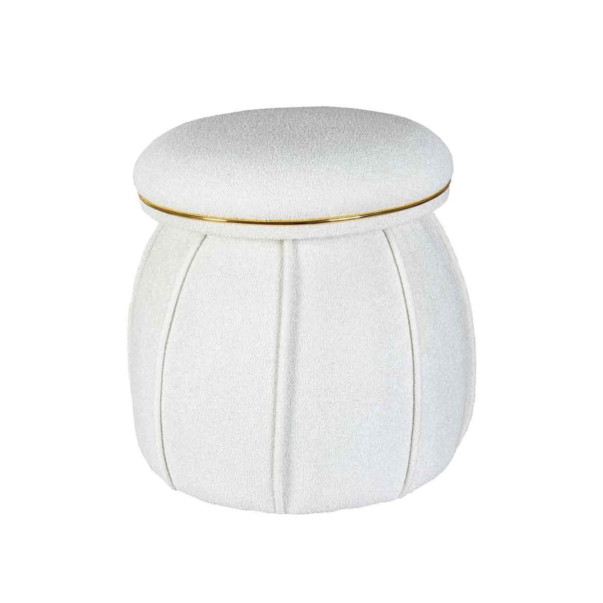 Voir la diapositive 2 : Paris Prix Tabouret rond déco  corin  55cm blanc & or