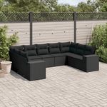 VIDAXL Salon de jardin 9 pcs avec coussins noir resine tressee