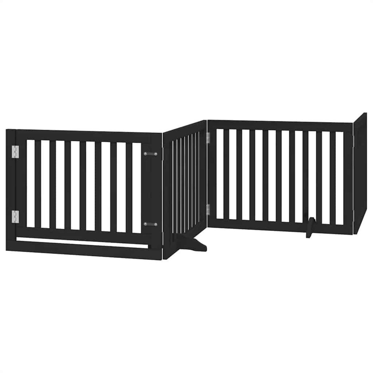 VIDAXL Barriere pour chien porte pliable 6 panneaux noir bois peuplier