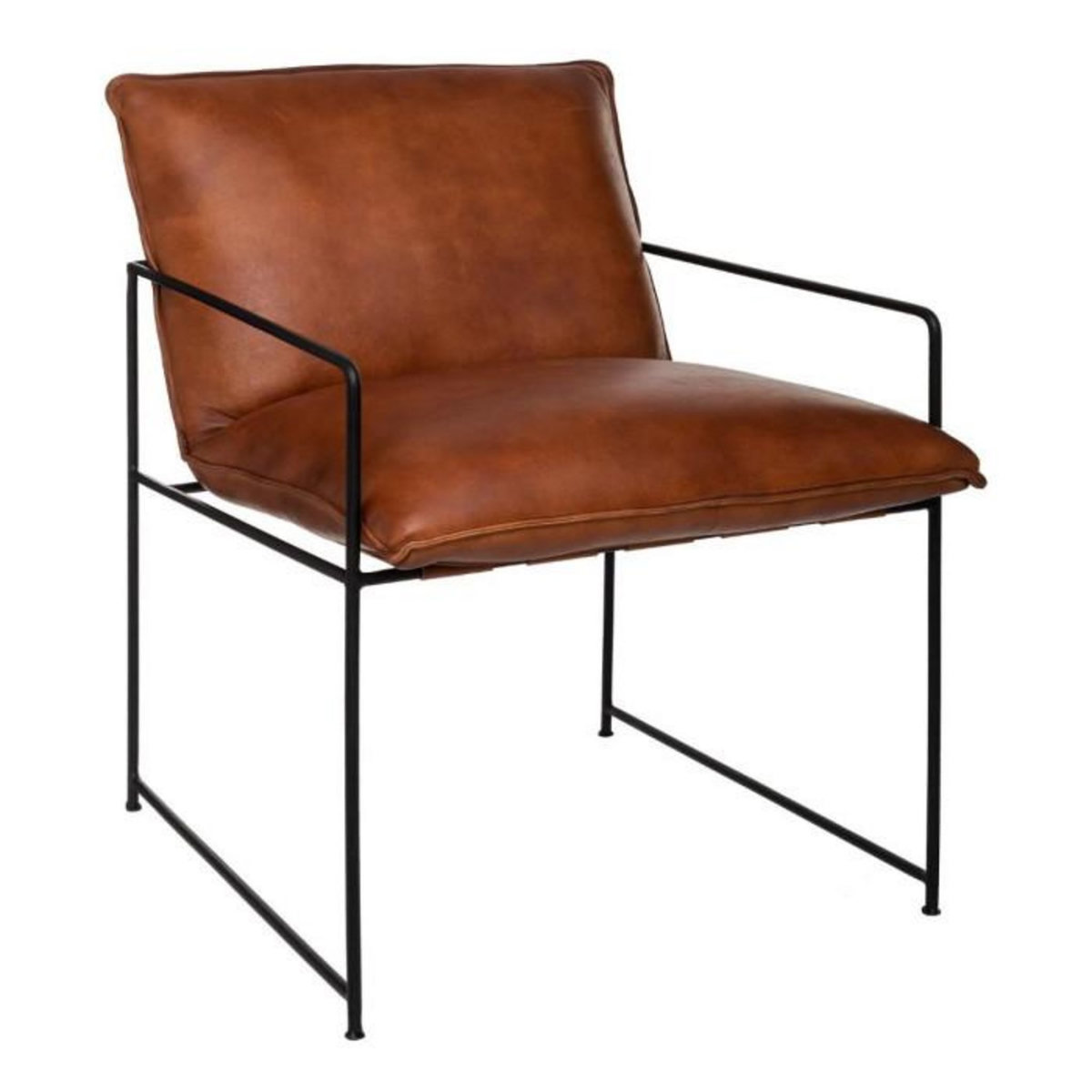 Paris Prix Fauteuil Cognac en Cuir  Kanat  84cm Marron