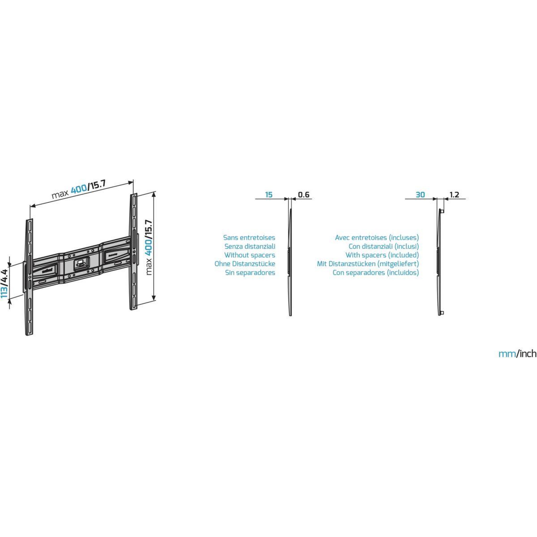 Voir la diapositive 5 : Meliconi Support mural TV FIXE GS S400 - TV 40-82p