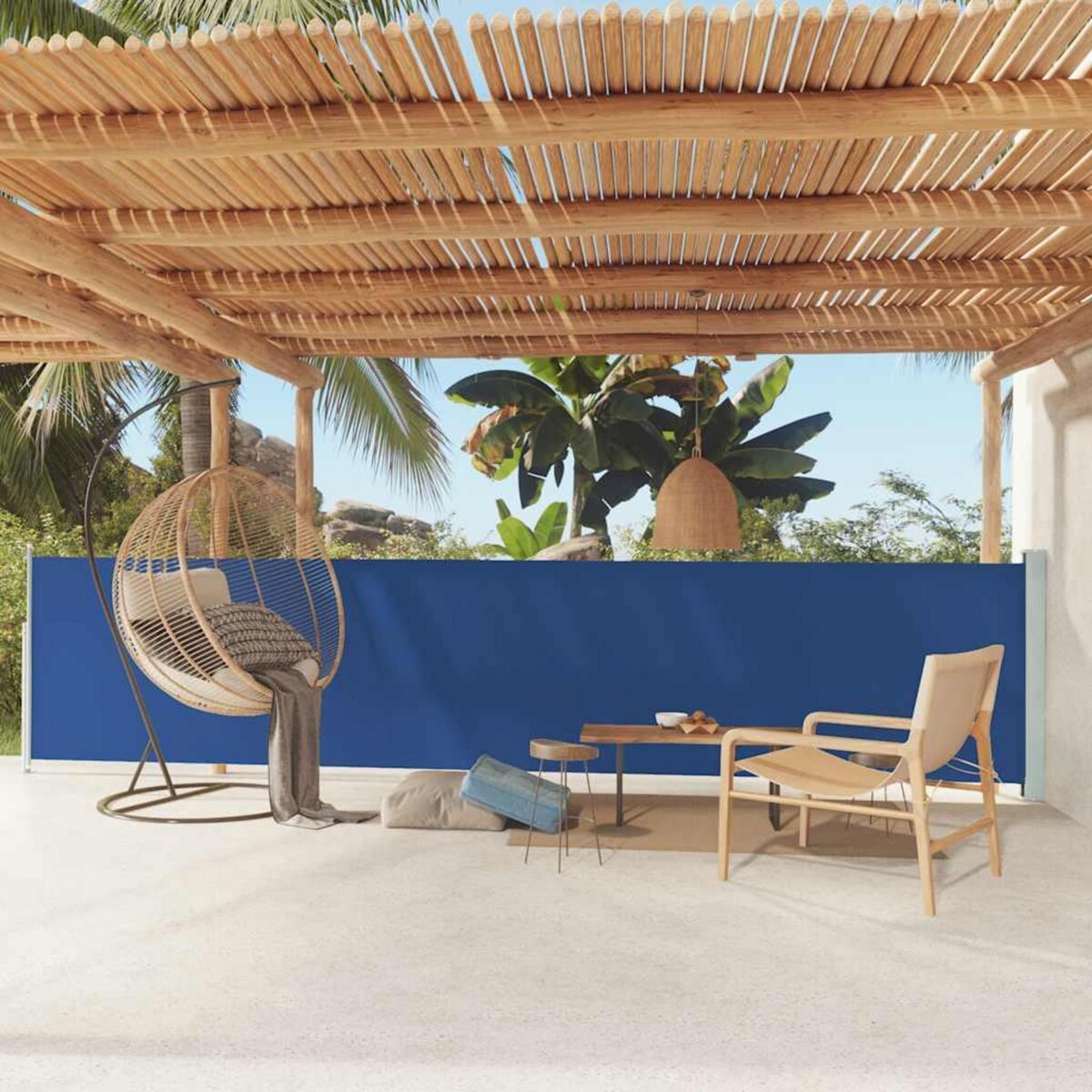 VIDAXL Auvent lateral retractable de patio 117x600 cm Bleu