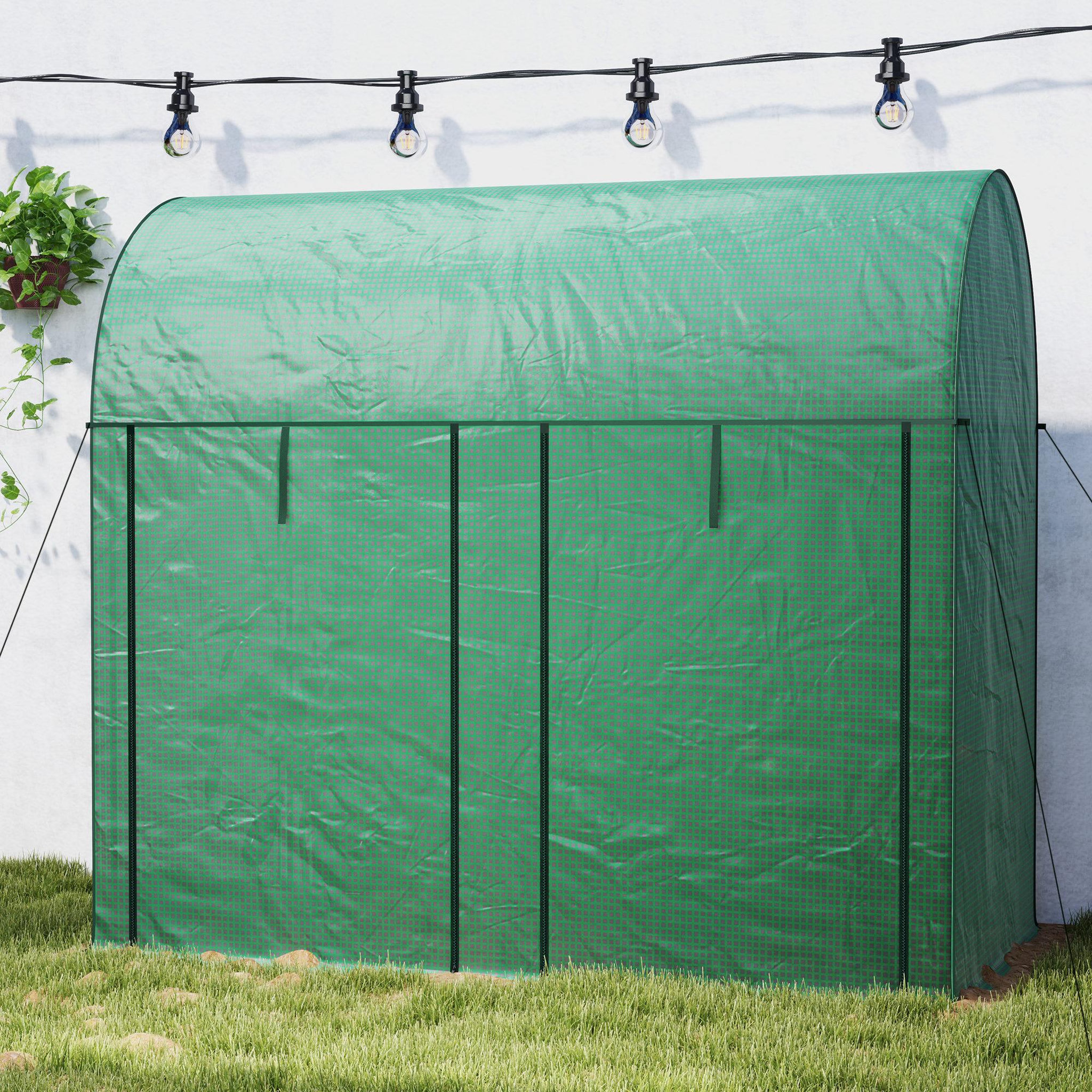 Voir la diapositive 4 : OUTSUNNY Serre de jardin 2 m² serre à tomates 2 portes acier pe vert