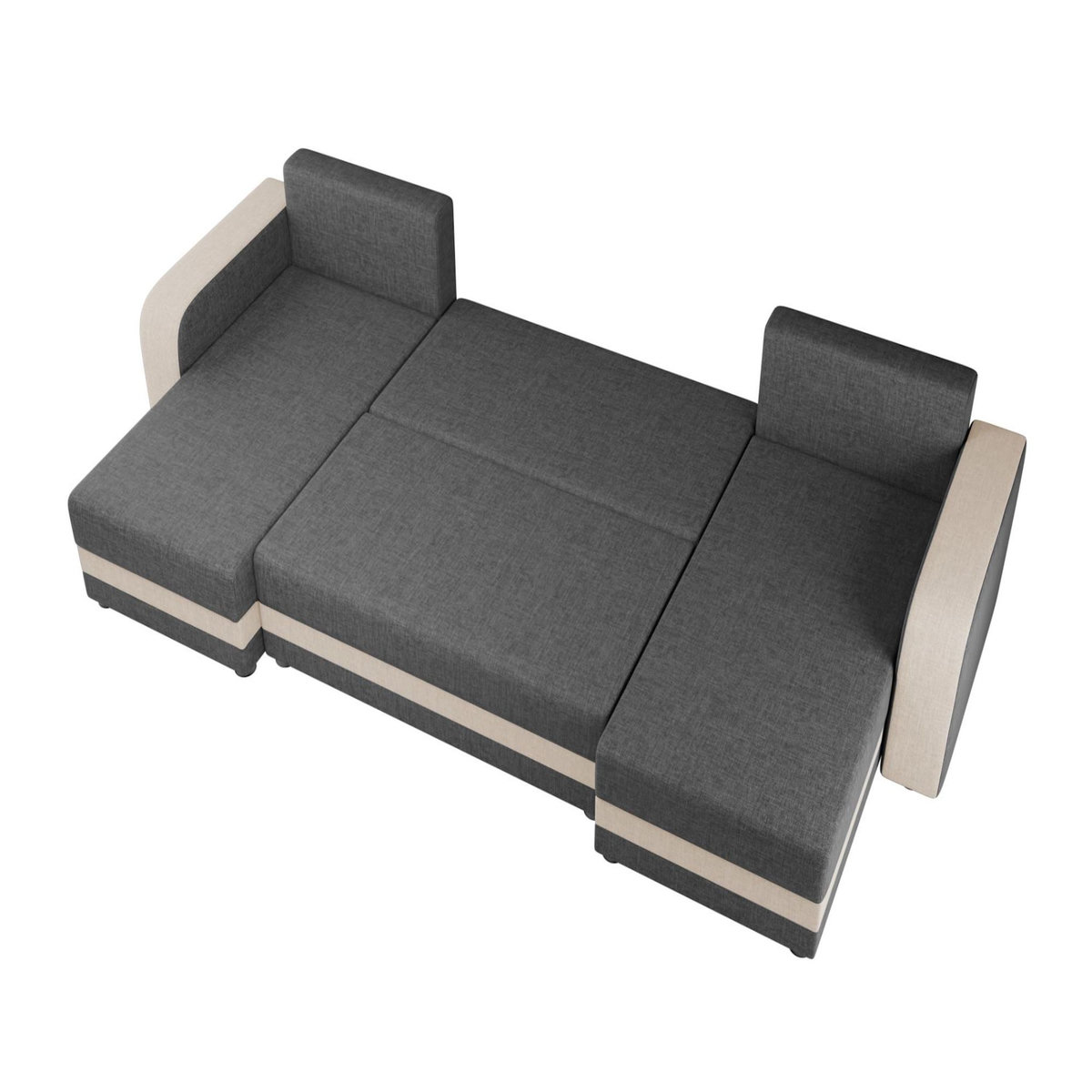 BEST MOBILIER Harvey - canapé panoramique en u 7 places convertible avec coffre en tissu bicolore
