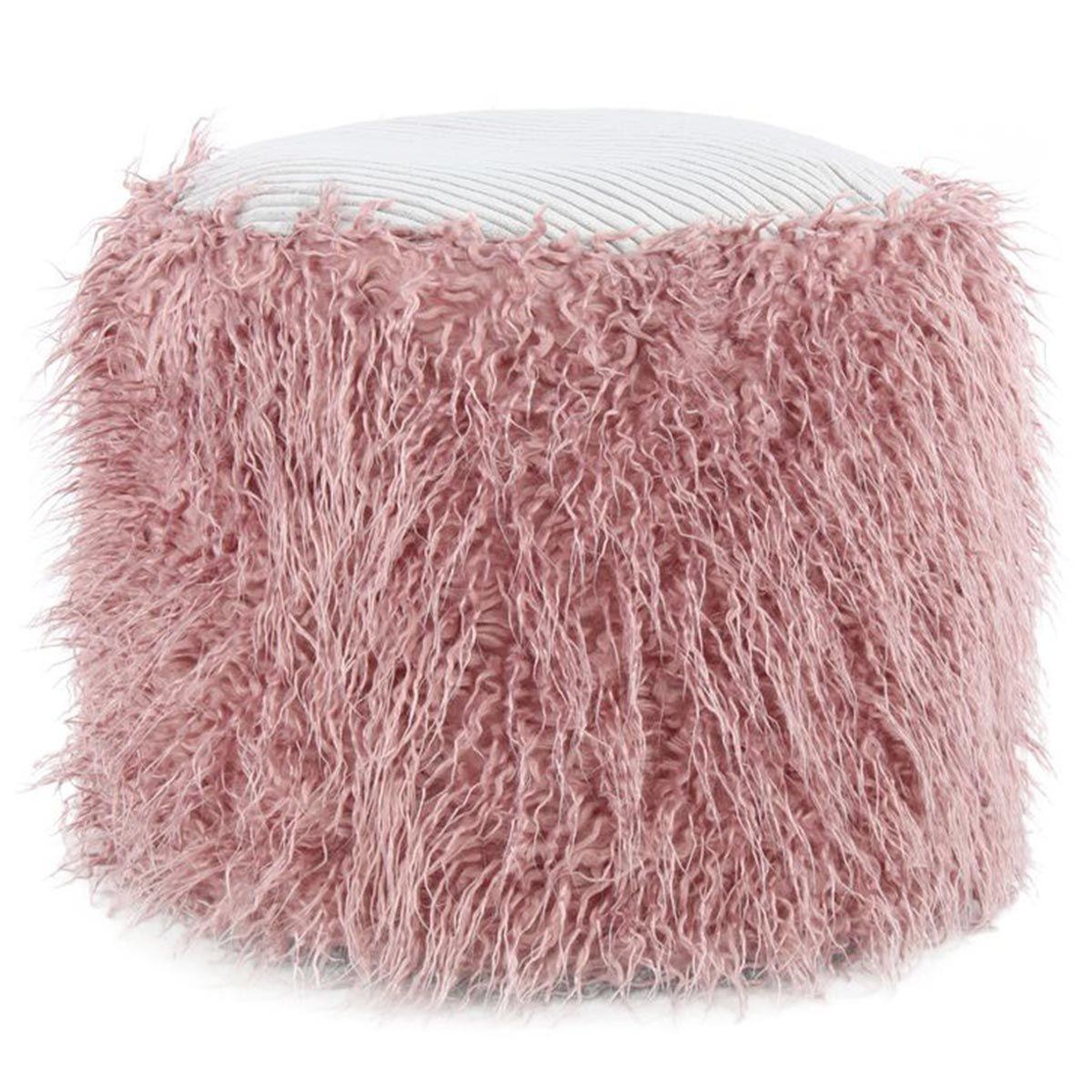 Voir la diapositive 1 : Paris Prix Pouf rond imitation fourrure  bobtail  45cm rose