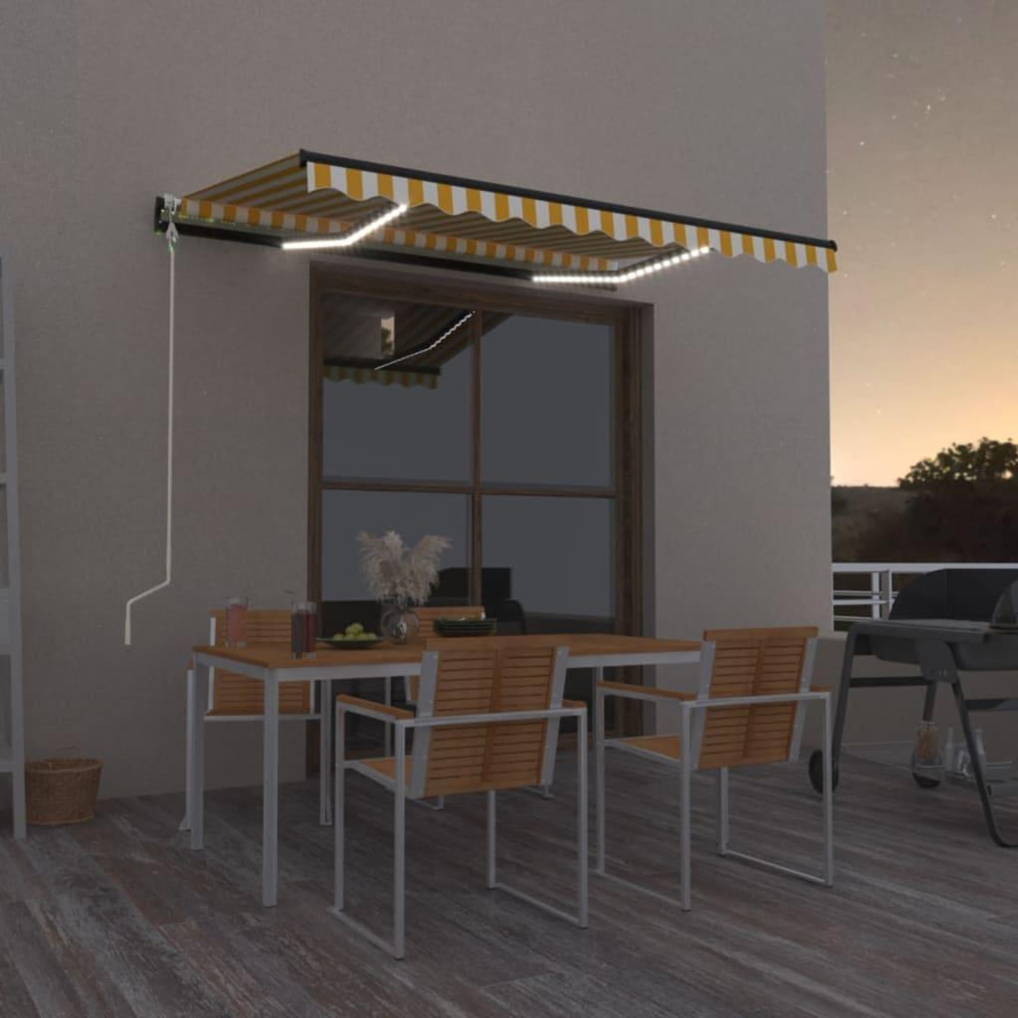 VIDAXL Auvent automatique capteur de vent/LED 350x250cm Jaune et blanc