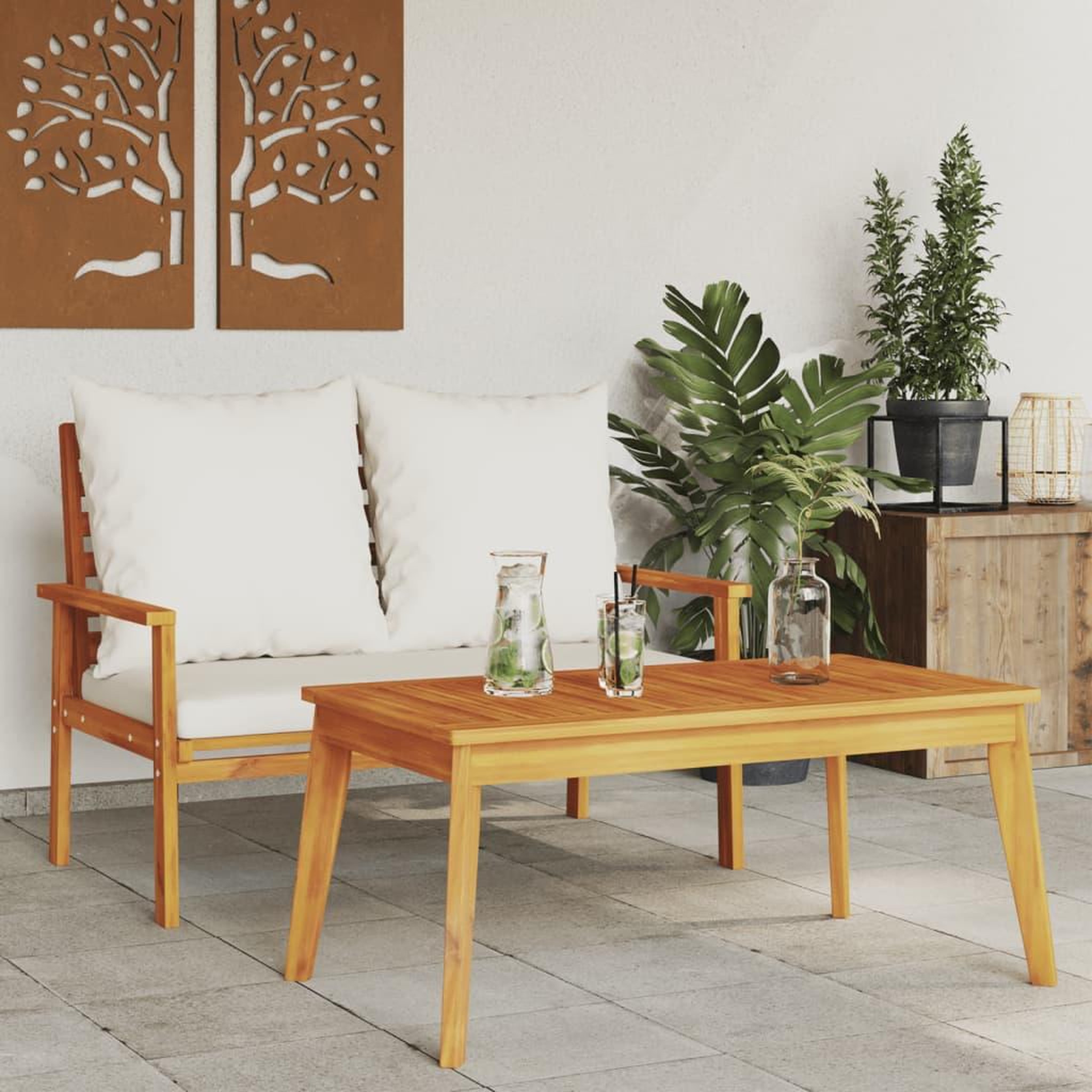 Voir la diapositive 3 : VIDAXL Table a manger de jardin 100x55x45 cm bois massif d'acacia