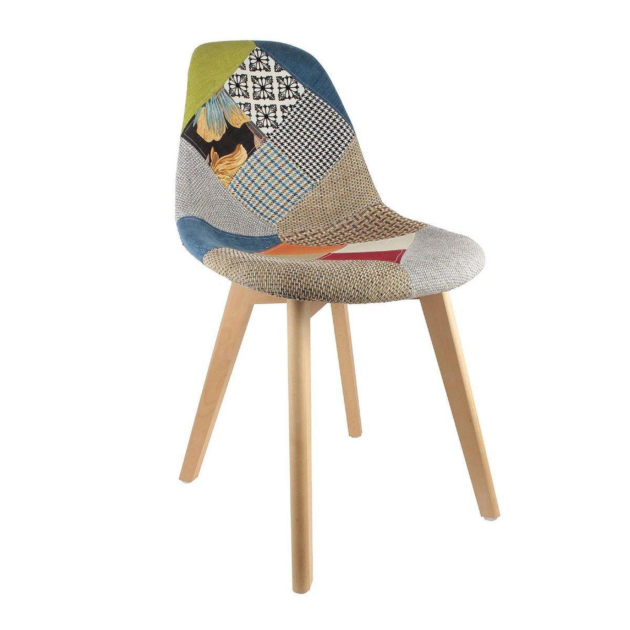 Voir la diapositive 2 : The Home Deco Factory Lot de 4 chaises scandinave  patchwork  86cm multicolore