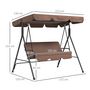Voir la diapositive 3 : OUTSUNNY Balancelle de jardin 3 places toit réglable coussins assise dossier acier polyester marron