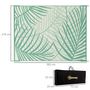 Voir la diapositive 3 : OUTSUNNY Tapis d'extérieur réversible imperméable dim. 365L x 274l cm motif feuillage sac transport motif feuillage PP vert crème