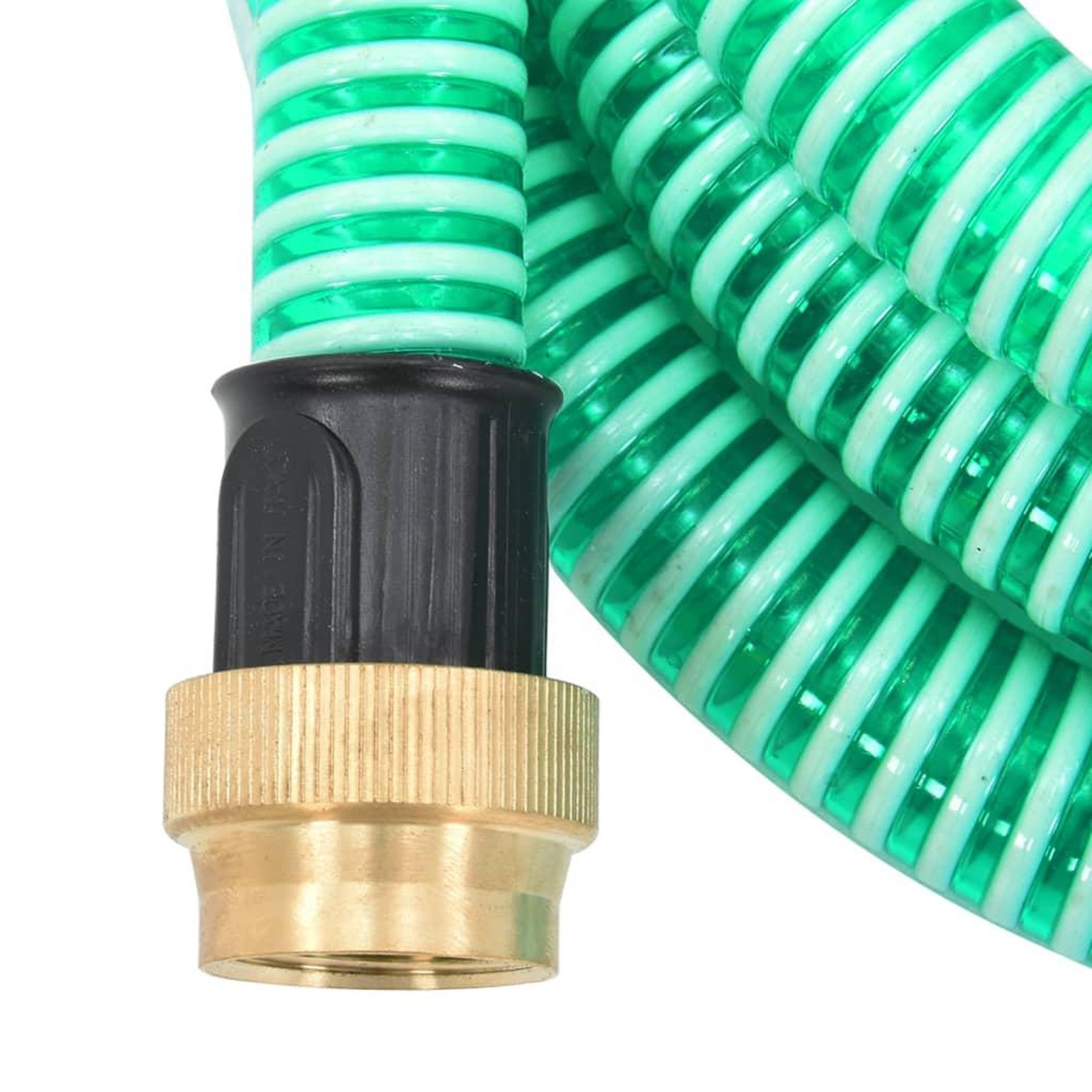 Voir la diapositive 4 : VIDAXL Tuyau d'aspiration avec raccords en laiton vert 1,1  25 m PVC