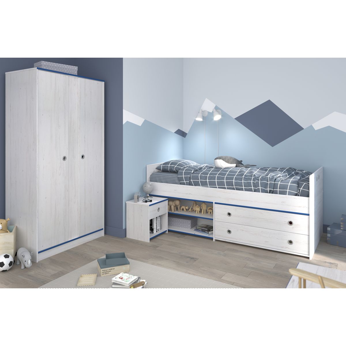 Armoire 2 portes 3 étagères REVERSO