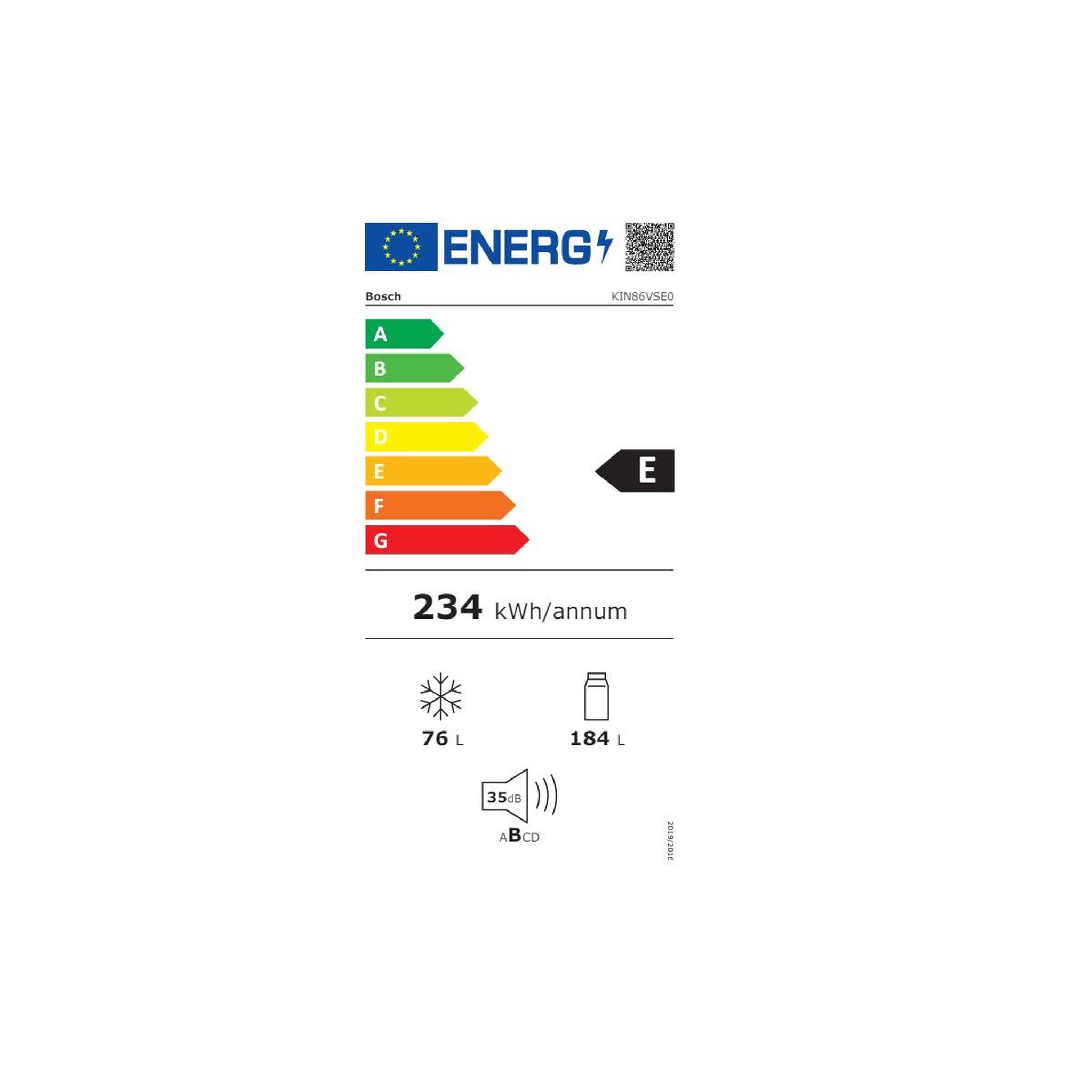 Voir la diapositive 2 : BOSCH Réfrigérateur combiné intégrable à glissière 260l - kin86vse0