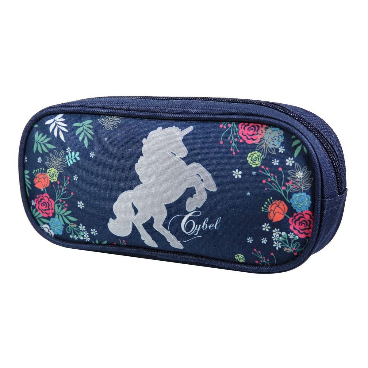 Bagtrotter BAGTROTTER Trousse scolaire rectangulaire Cybel Cheval Licorne Bleu Fleurs