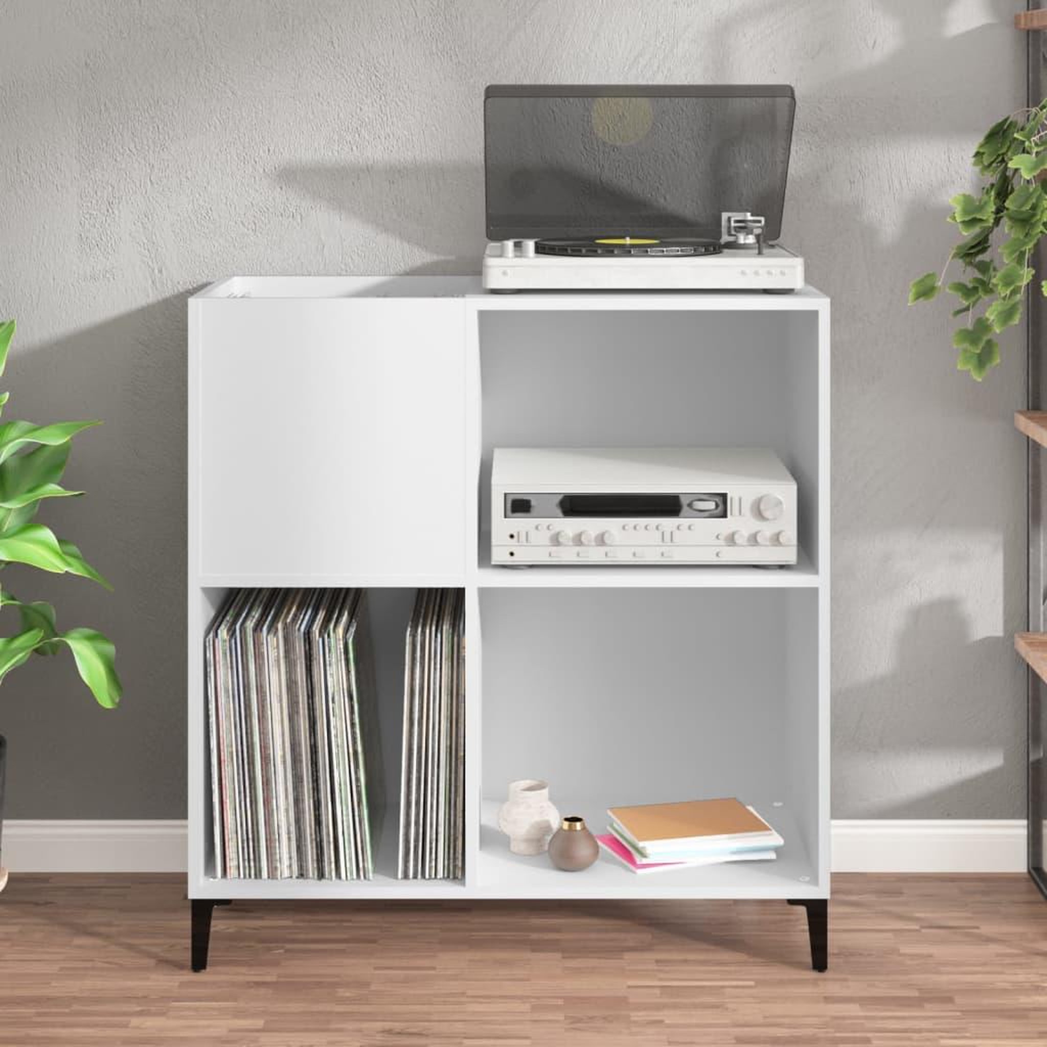 Voir la diapositive 3 : VIDAXL Armoire a disques blanc 84,5x38x89 cm bois d'ingenierie