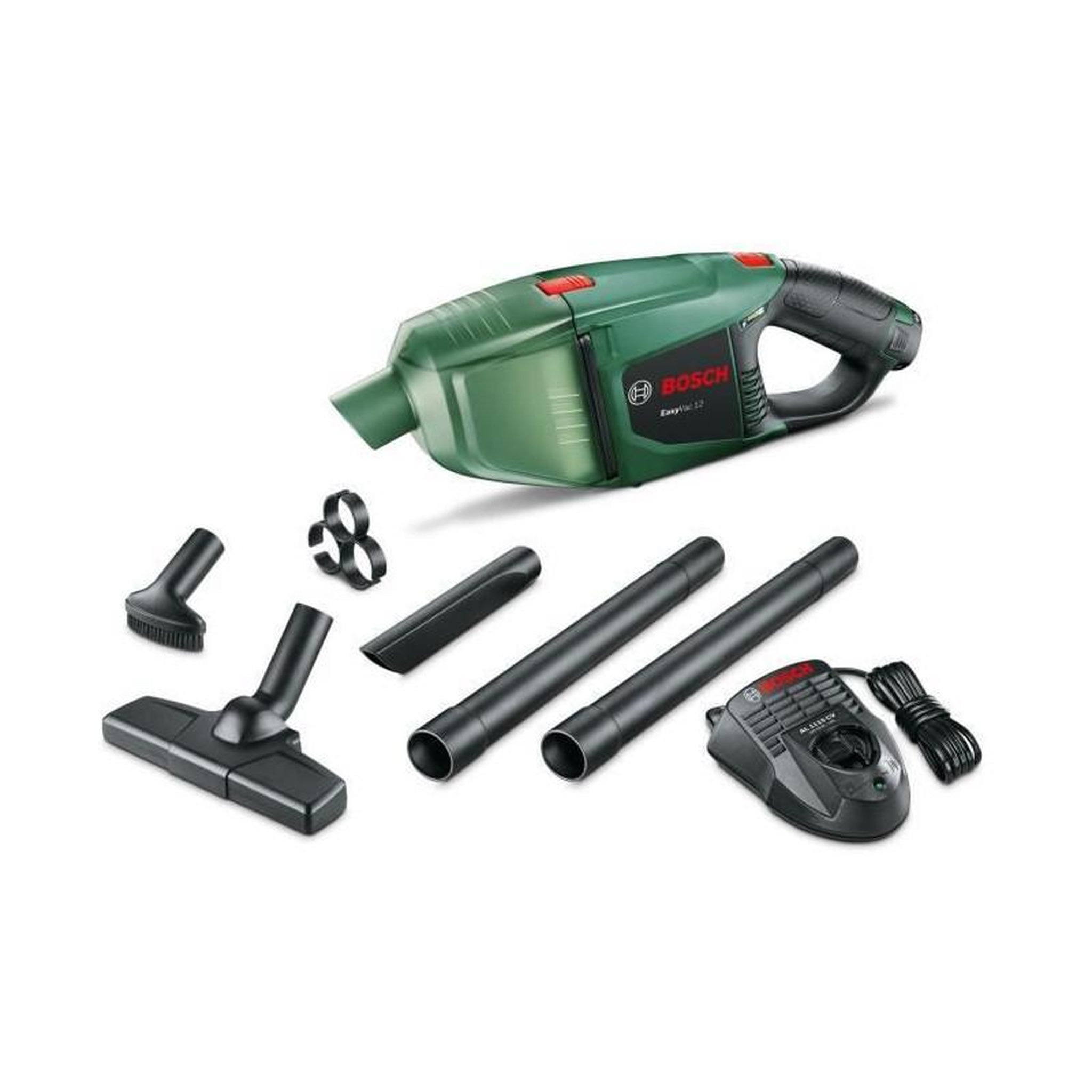 Voir la diapositive 2 : BOSCH Aspirateur a main sans-fil Bosch - EasyVac 12 Livre avec 1 Batterie, Chargeur et Accessoires