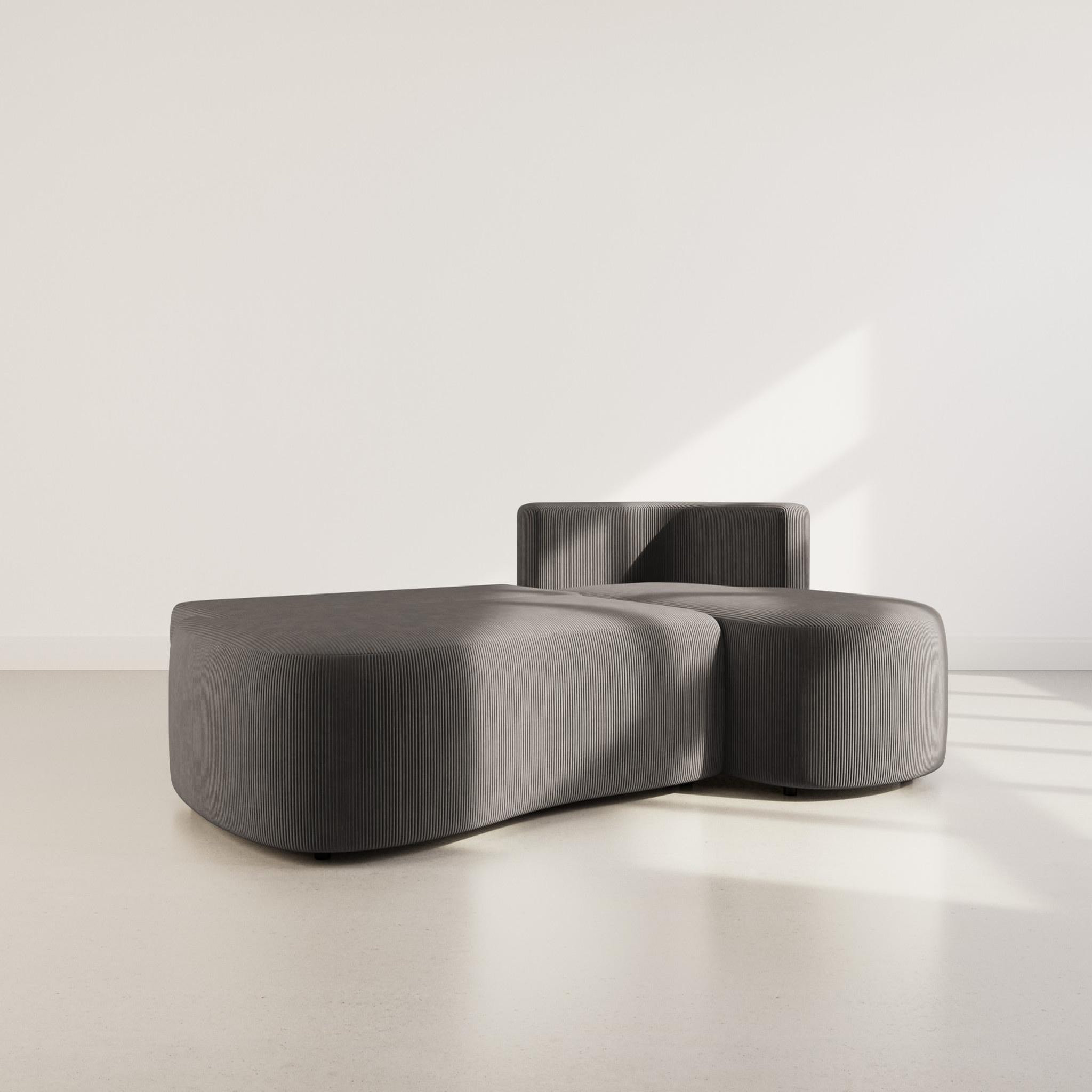 Voir la diapositive 2 : BEST MOBILIER Mahina - canapé d'angle droit 4 places convertible avec coffre en velours côtelé