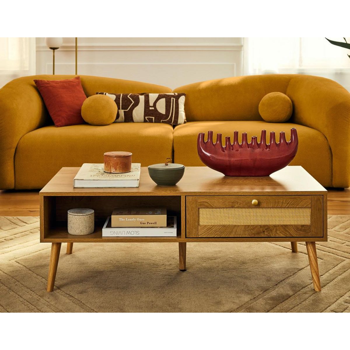 LISA DESIGN Charles - canapé droit 4 places en velours texturé