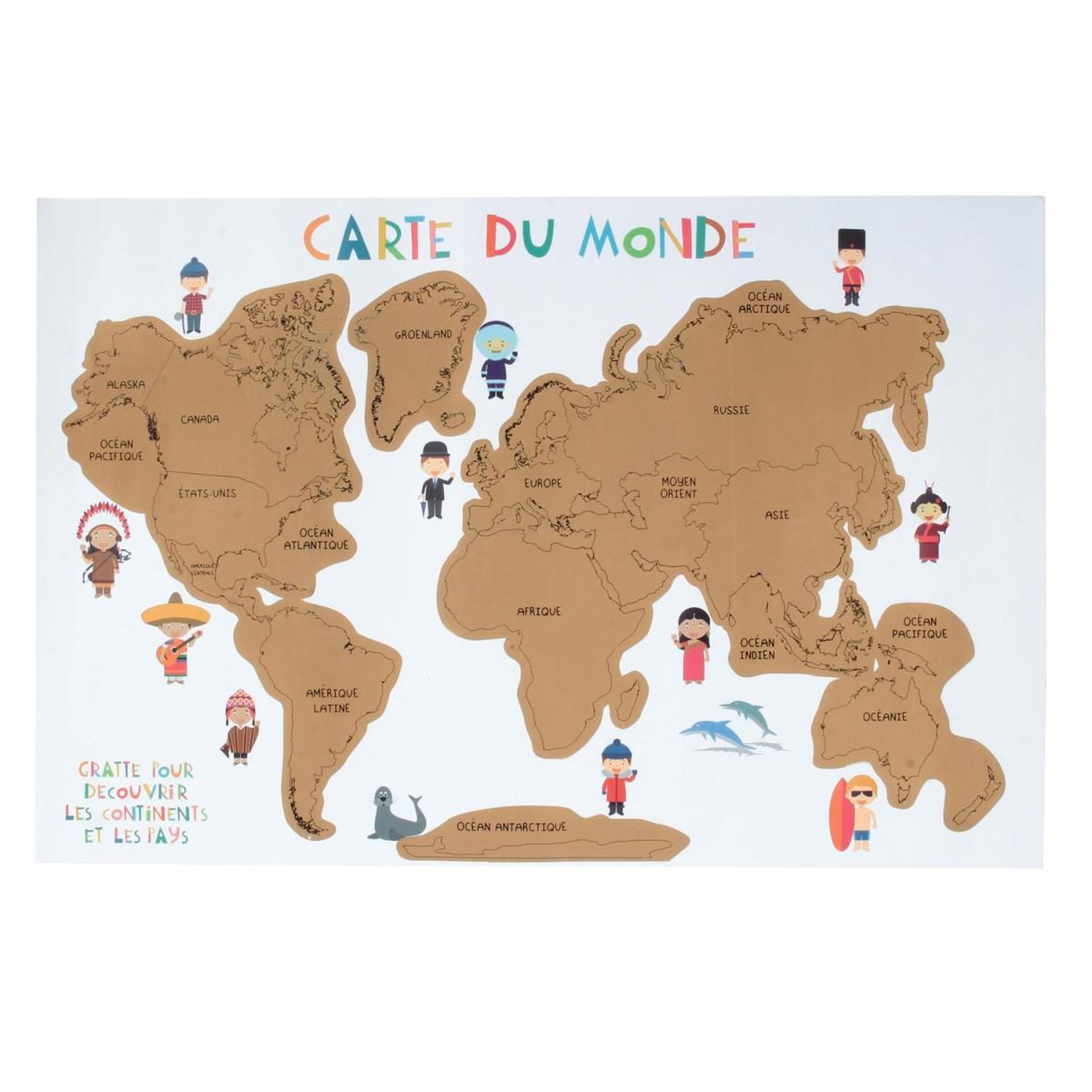 Voir la diapositive 1 : Jeux 2 momes Poster carte du monde  a gratter  40x60cm gris