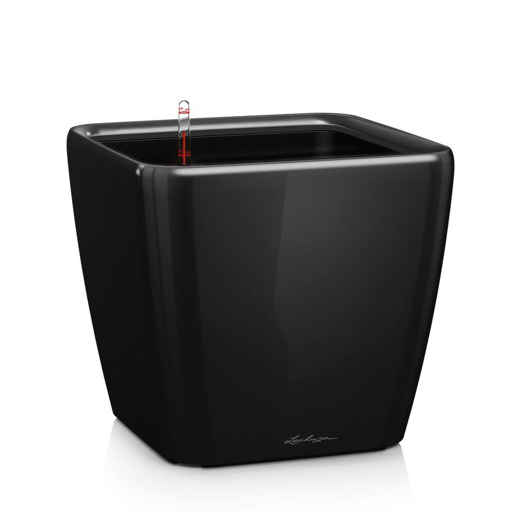 LECHUZA Pot Quadro Premium LS 50 - kit complet, noir brillant 50 cm