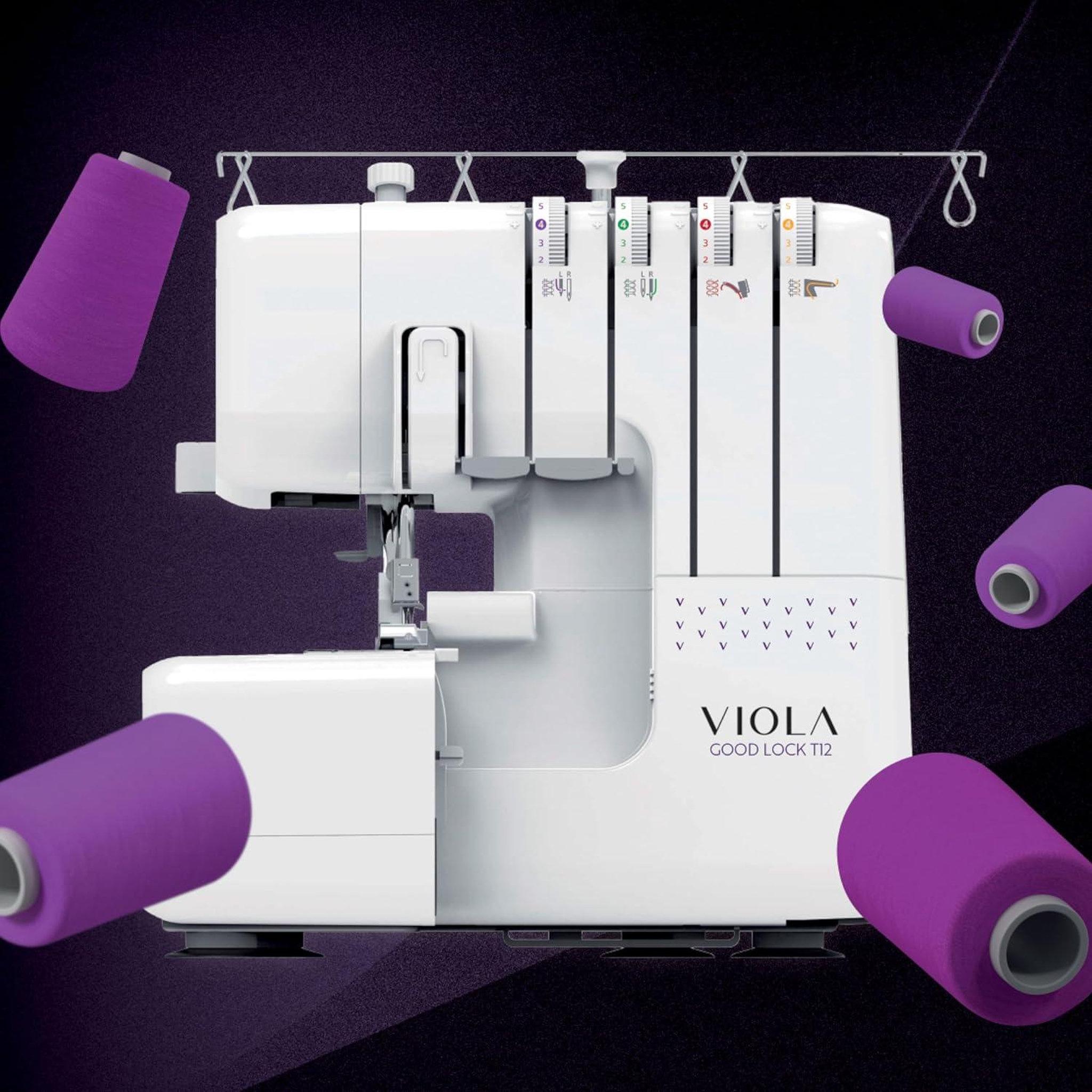 Voir la diapositive 6 : VIOLA Viola t12 surjeteuse avec différentiel, enfilage simplifié, machine à coudre