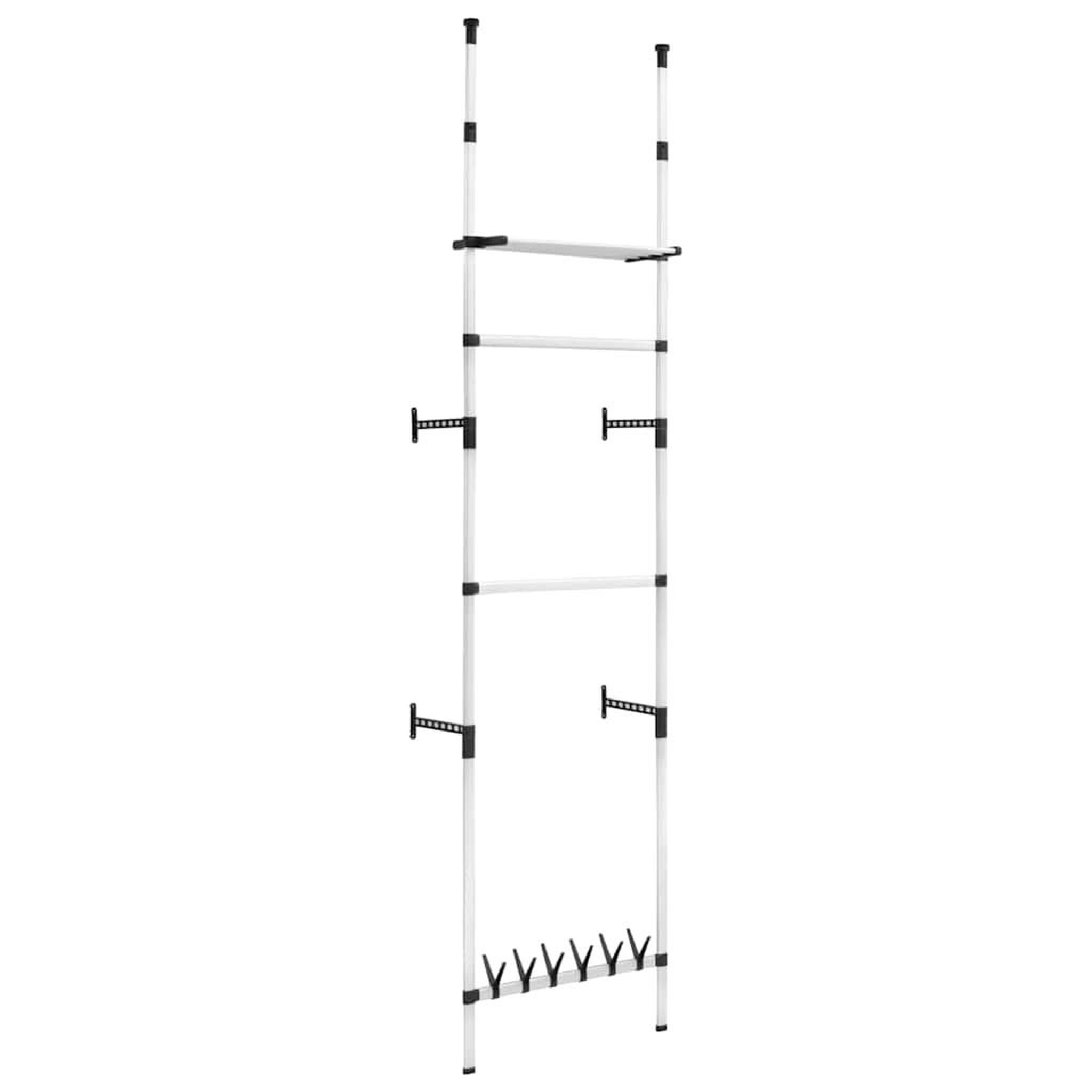 Voir la diapositive 2 : VIDAXL Systeme de garde-robe telescopique barres et etagere Aluminium